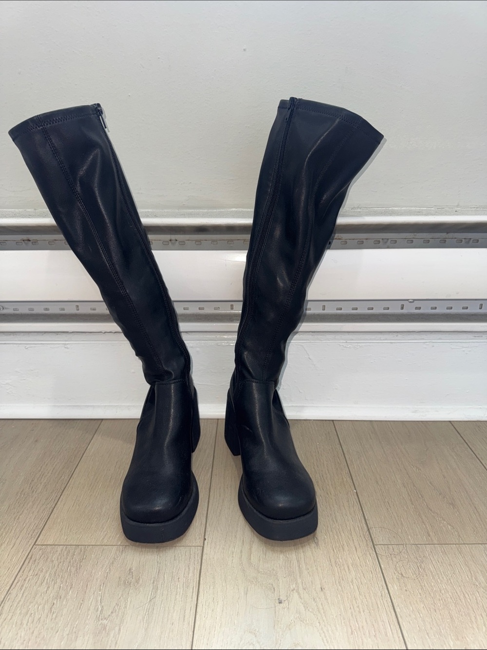 Steve Madden Black Over-the-Knee Platform Boots